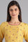 Yellow Round Neck Asymmetrical Hem kurta