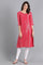 Pink Round Neck Jacquard kurta