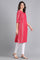 Pink Round Neck Jacquard kurta