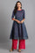Blue Round Neck Chanderi kurta