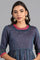 Blue Round Neck Chanderi kurta