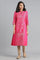 Pink Mandarin Neck Printed kurta