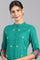 Teal Mandarin Neck Embroidered kurta