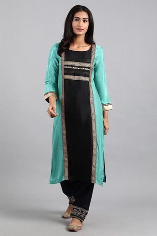 Green Round Neck Printed kurta