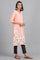 Peach Round Neck Printed kurta