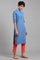 Blue Mandarin Neck Solid kurta