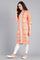 Orange Round Neck Yarn-dyed kurta