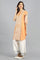 Orange Mandarin Neck Yarn-dyed kurta