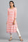 Pink Round Neck Printed kurta