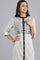 White Mandarin Neck Printed kurta