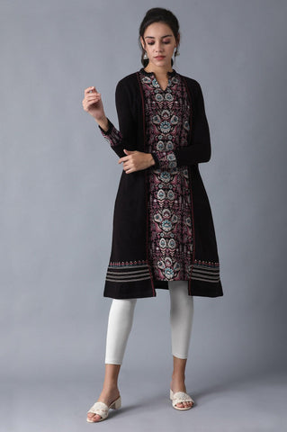 Prune Mandarin Neck Winter kurta