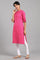 Pink Mandarin Neck Solid kurta