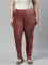 Women Solid Dark Rust Mid Rise Corduroy Jeggings