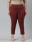 Women Solid Light Maroon Mid Rise Cropped Jeggings