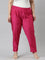 Women Young Fuchsia Solid Mid Rise Metallic Pants