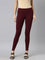 Bright Maroon Cotton Stretch Ankle Length Leggings