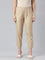 Women Solid Light Beige Mid Rise Cropped Pencil Pant