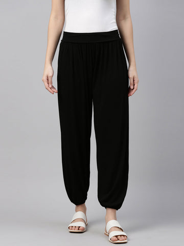 Women Solid Black Harem Pants