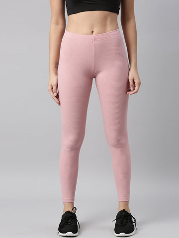 Baby Pink Drop Needle Fabric Rib Leggings