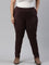 Women Solid Dark Wine Mid Rise Suede Treggings