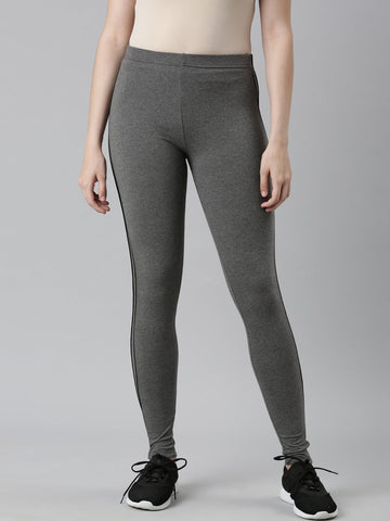 Antra Melanges Cotton Stretch Side Stripes Active Leggings