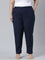 Women Navy Stripe Linen Pencil Pants