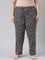 Black Cotton Knit Printed Lounge Pants