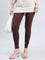 Brown Cotton Stretch Ankle Length Leggings