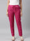 Women Solid Dark Rose Comfort Fit Cotton Pants