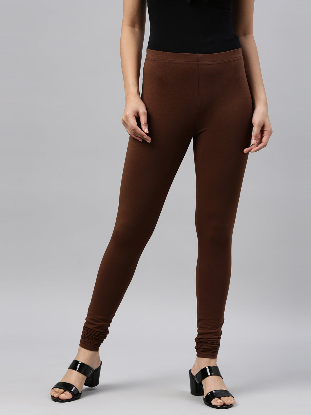 Dark Brown Cotton Stretch Churidar