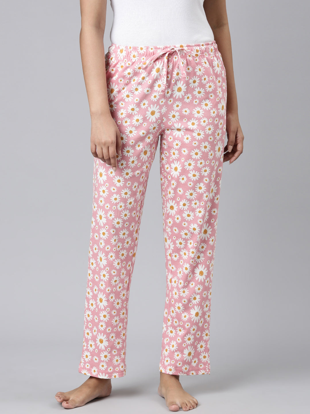 Women Printed Light Pink Cotton Knit Lounge Pants – Cherrypick