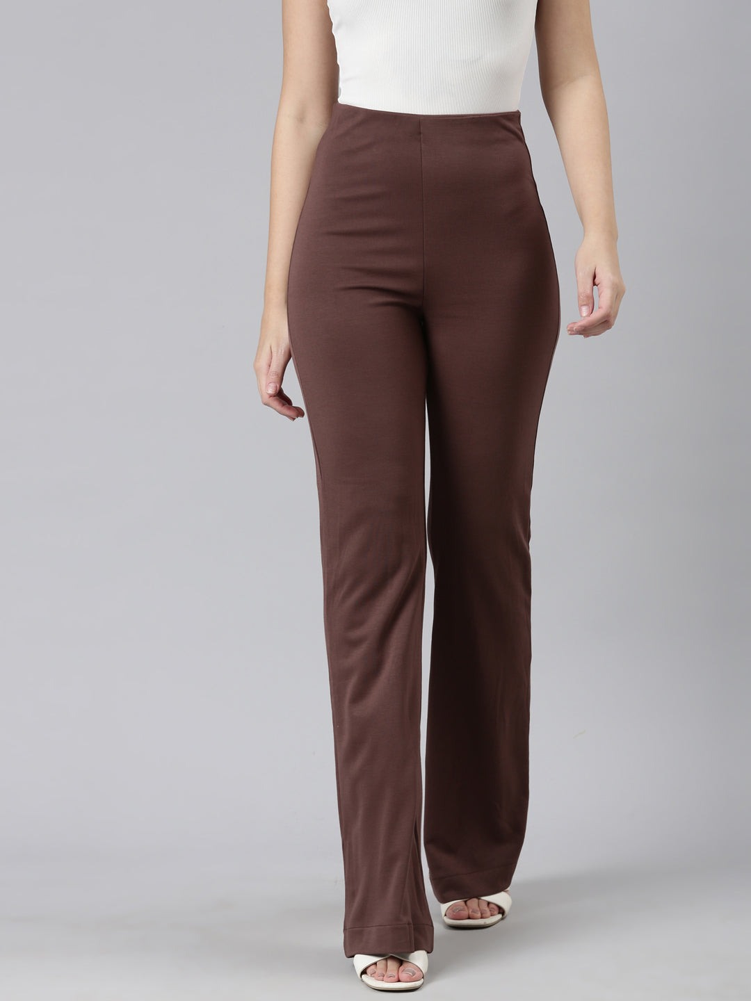 Dark Brown Roma Ponte Flared Pant