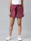 Women Solid Plum High Rise Linen Shorts