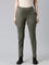 Women Solid Olive Green Mid Rise Suede Treggings