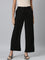 Women Solid Black Crepe Wide Pants