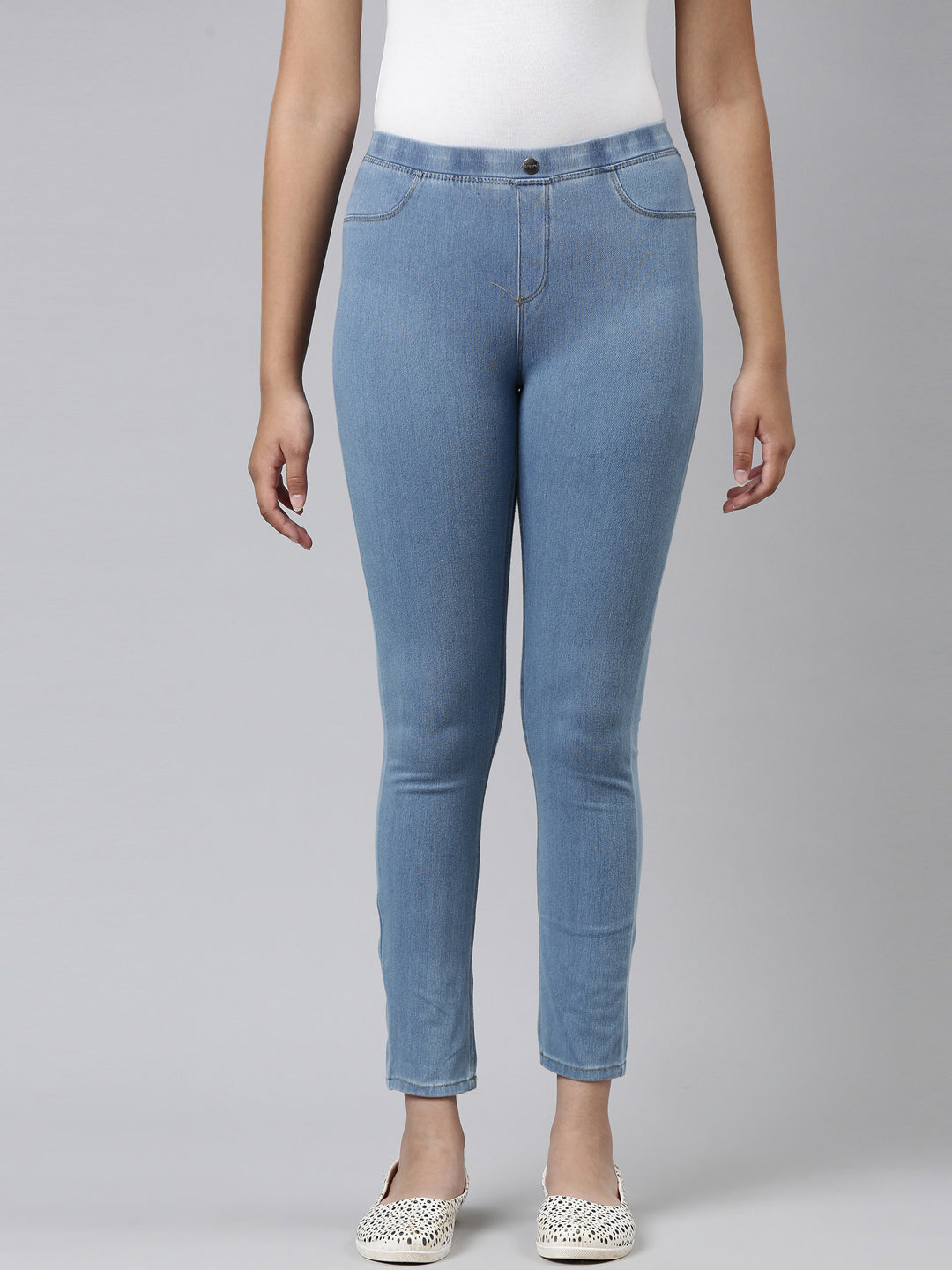 Light Blue Cotton Poly Stretch Denim Jeggings