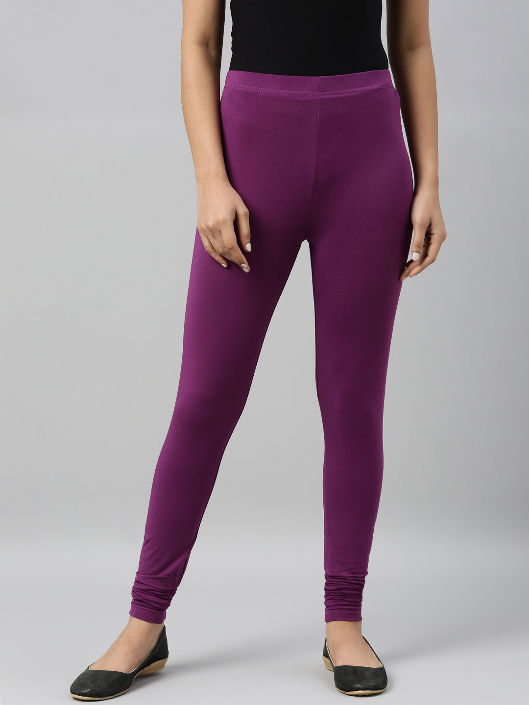 Women Medium Purple Cotton Churidar Leggings – Cherrypick