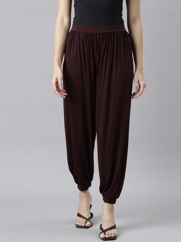 Dark Wine Viscose Stretch Harems