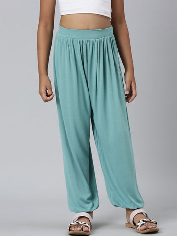 Girls Solid Dark Mint Harem Pants