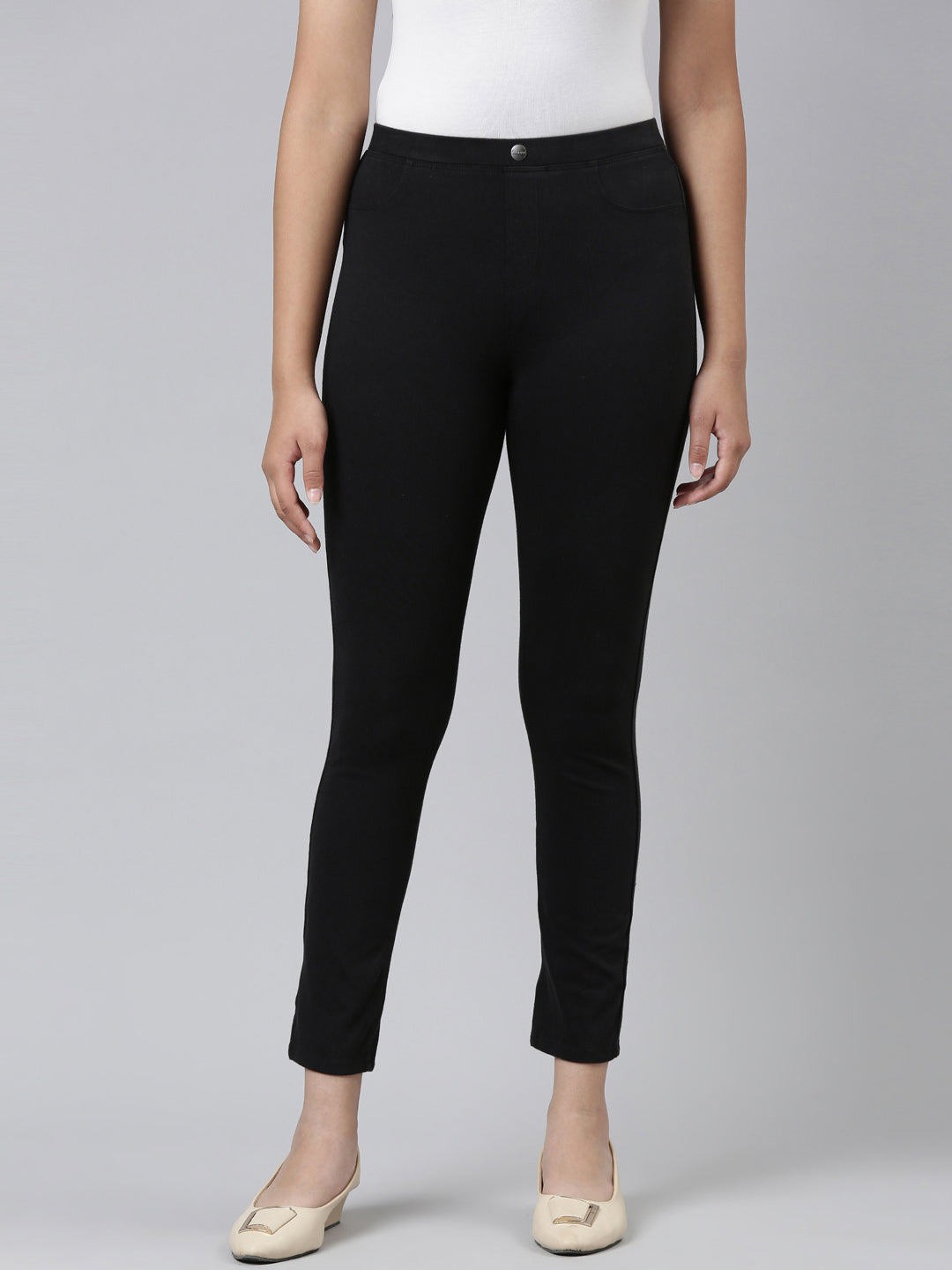 Black Cotton Poly Stretch Super Stretch Jeggings