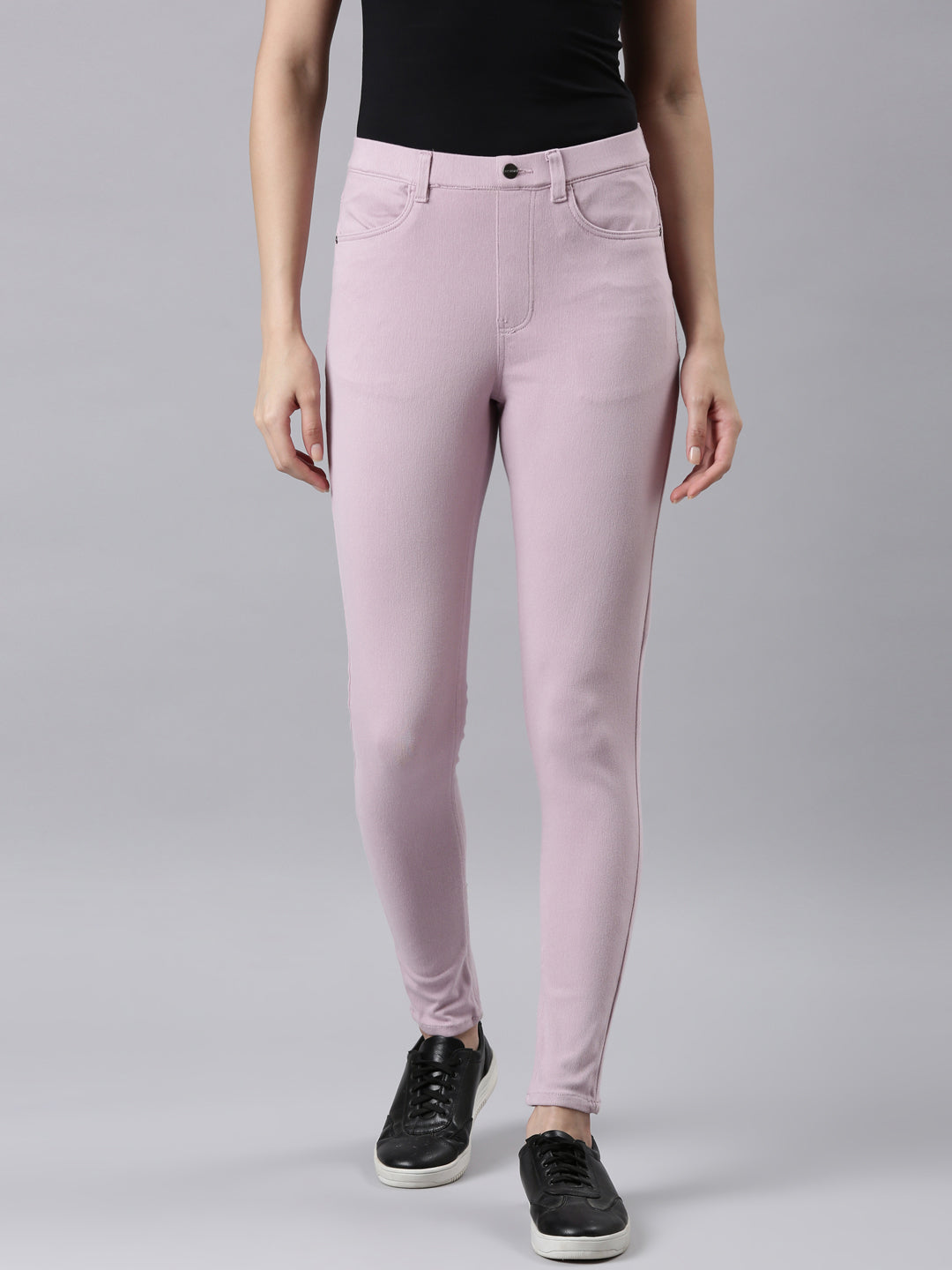 Women Solid Lavender Super Stretch Jeggings