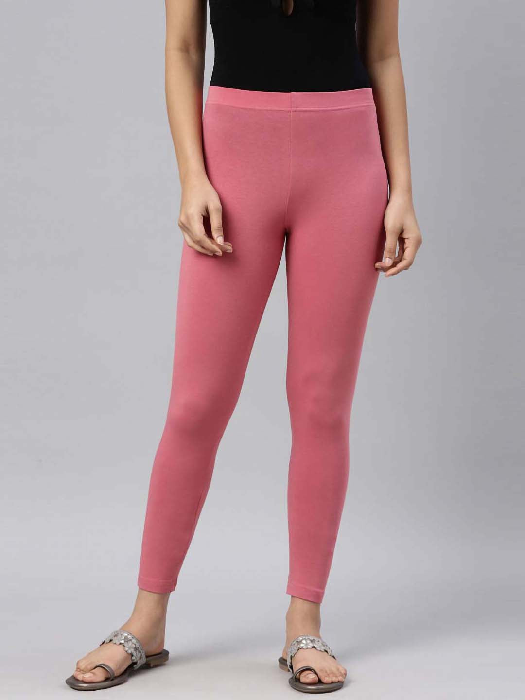 Women Solid Rusty Pink Ankle Length Leggings