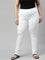 Women Solid White Stretch Ponte Pants