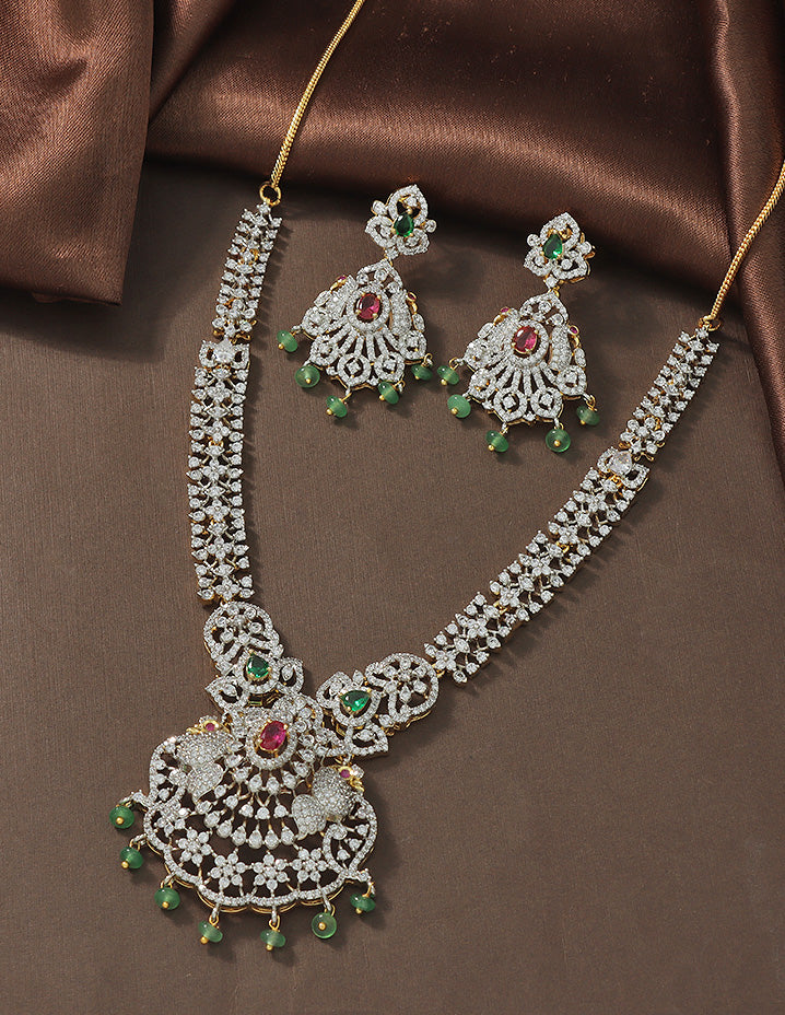 Designer GJ Polish Zirconia Necklace Set
