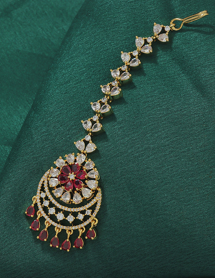 Designer Zirconia Floral Maang Tikka
