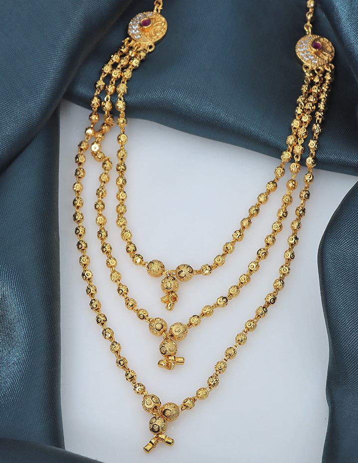 Designer Triveni Gold Bead Haaram Thali Chain