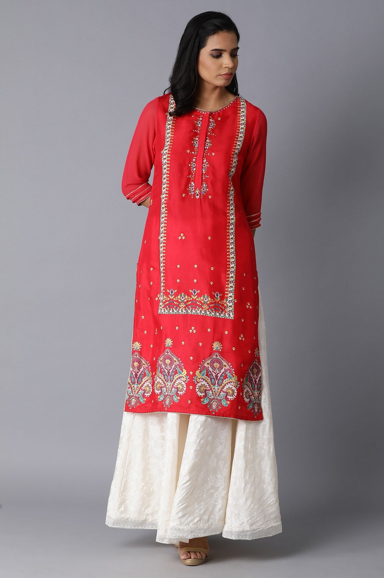 Red Printed kurta