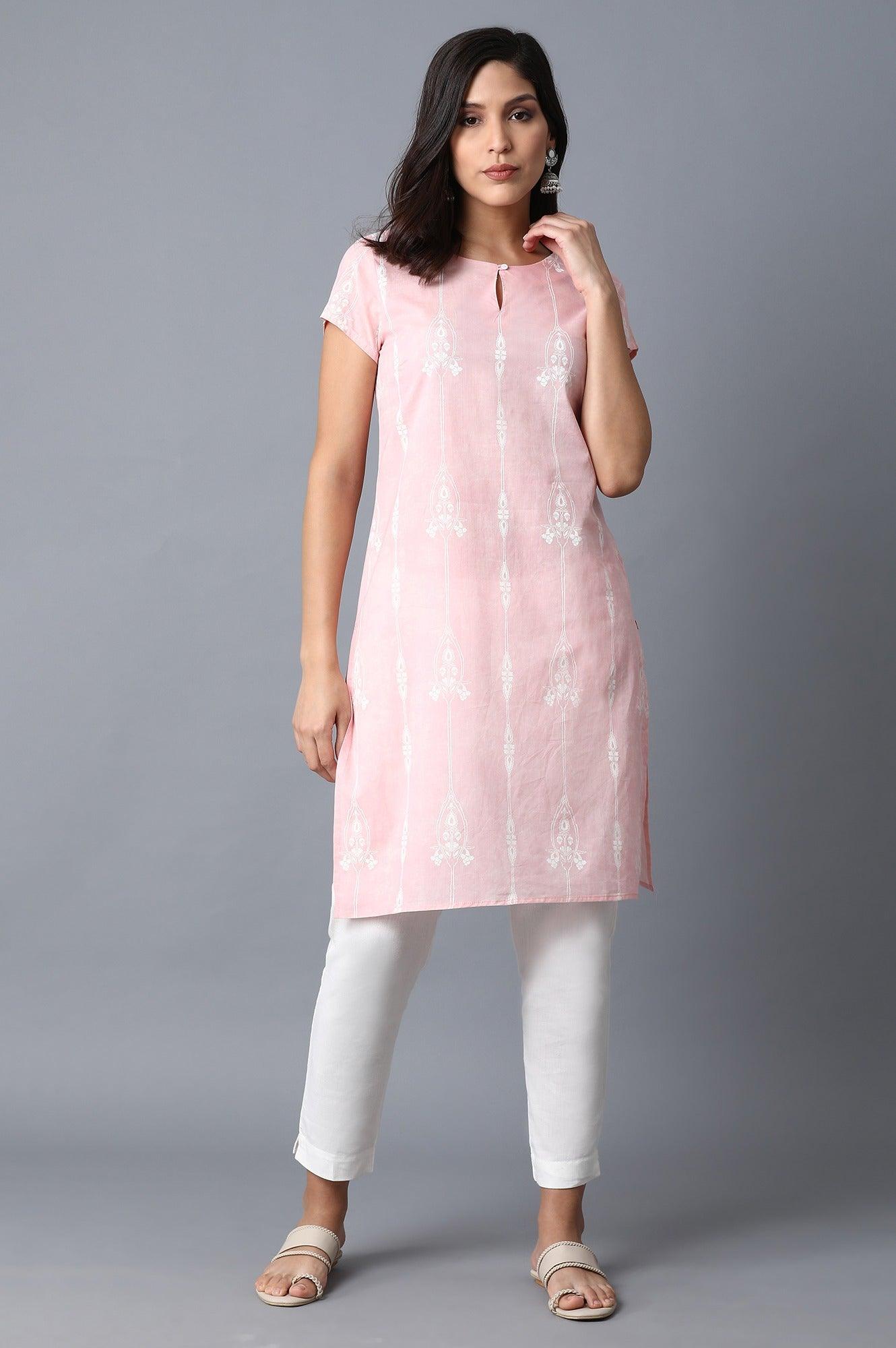 Light Pink Printed kurta