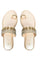 W Gold Embroidered Almond Toe Flat