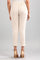 Beige Solid Plain Straight Cotton Trouser